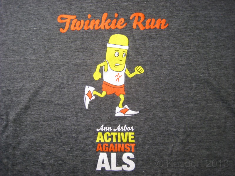2013 Twinkie 5K 86.JPG - The 2013 Twinkie 5K. This is run on April Fools Day (April 1) every year. It is run in Ann Arbors Gallup Park. This year was a very cold and windy evening. (It is run at 6:15 pm)